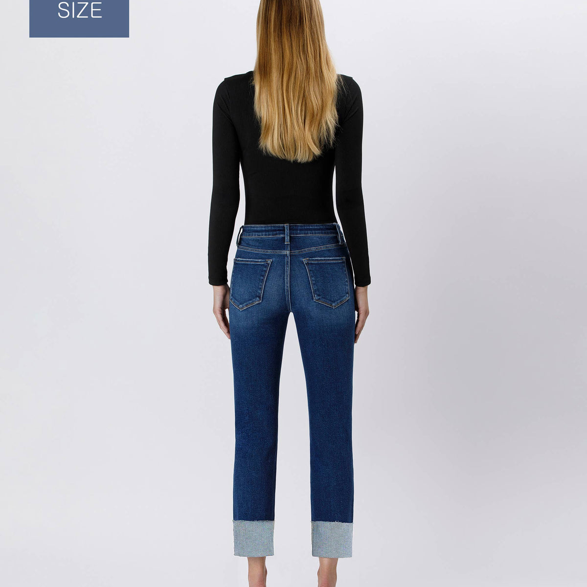 Tummy Control High Rise Cuffed Slim Straight- Plus