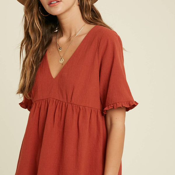 Victora V-Neck Babydoll Top
