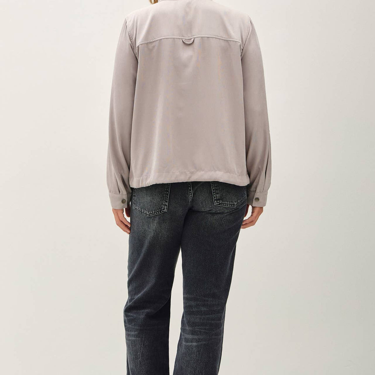 Cropped Utility Zipper Safari Jacket-Curvy
