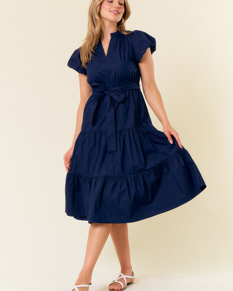 Cotton Poplin Ruffle Dress