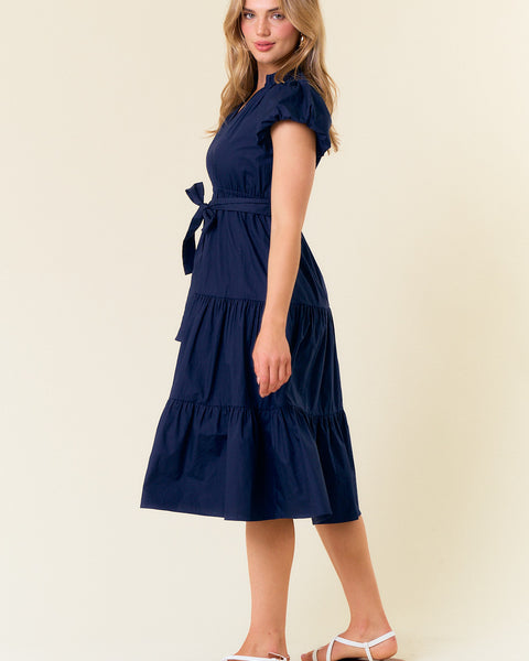 Cotton Poplin Ruffle Dress