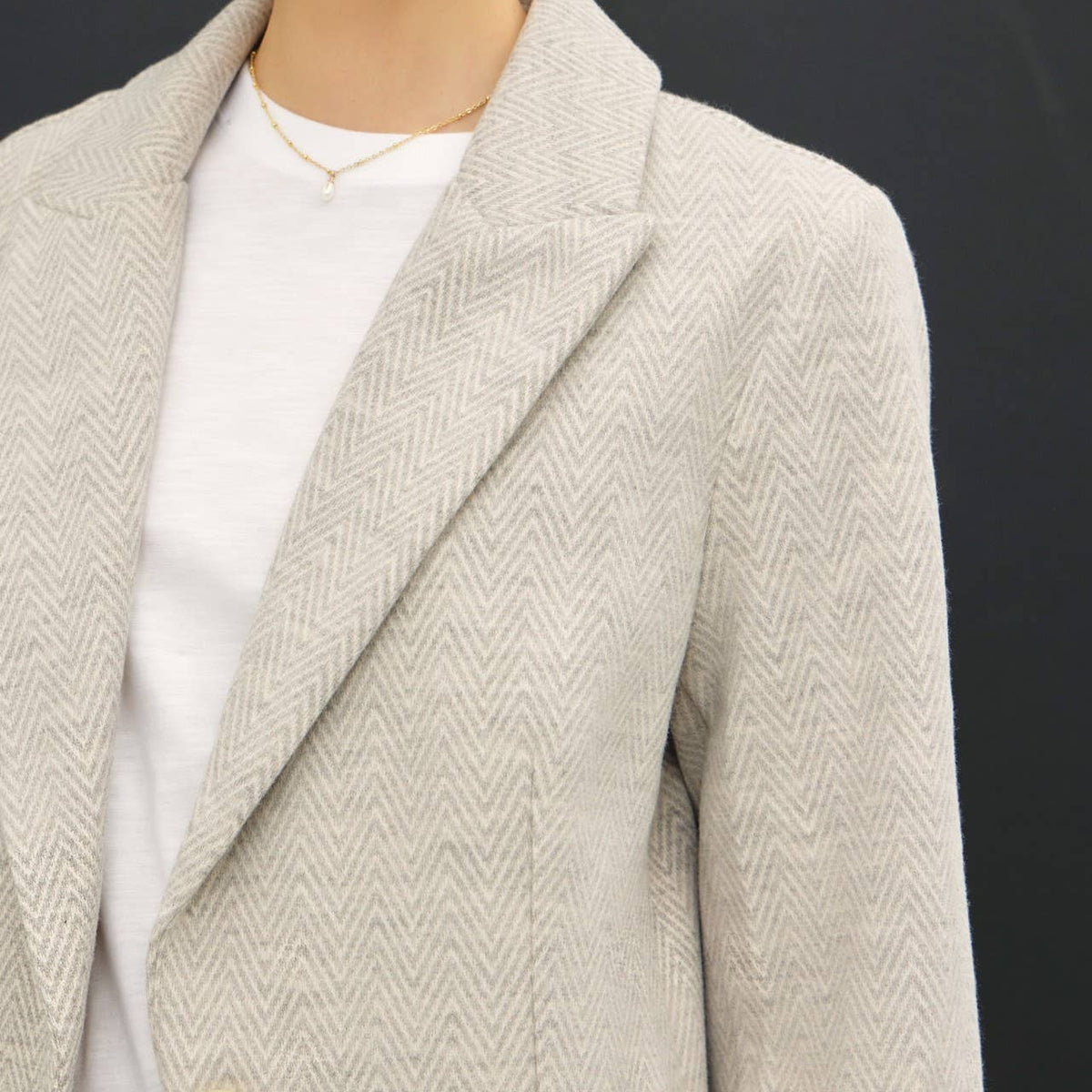 Light Chevron Pattern Double Button Coat