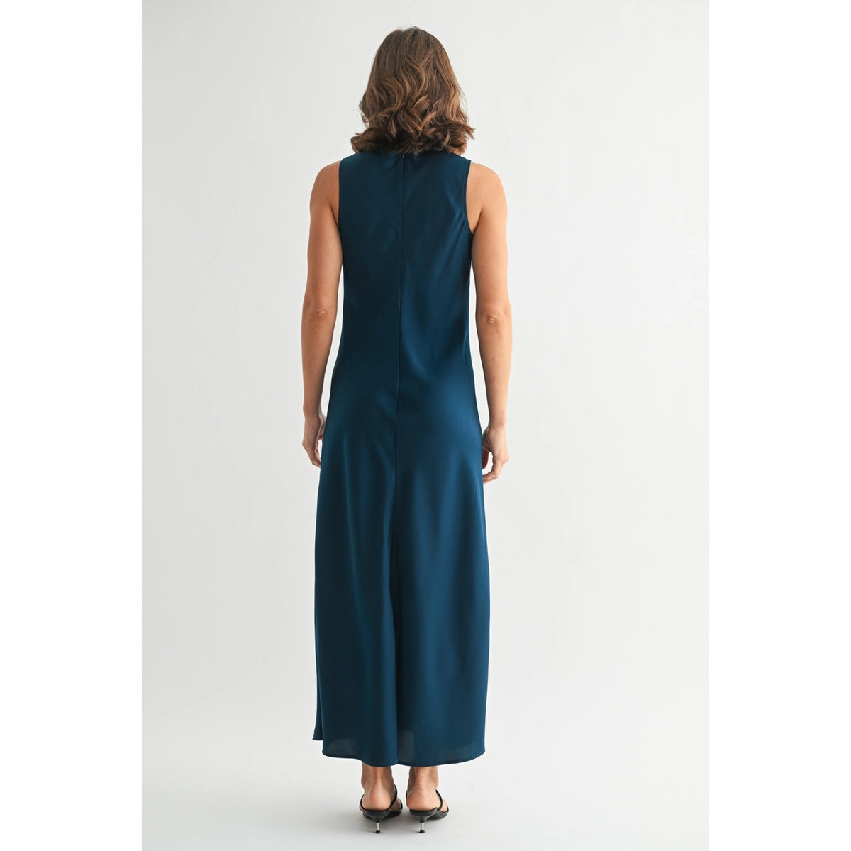 Satin V-Neck Maxi Dress