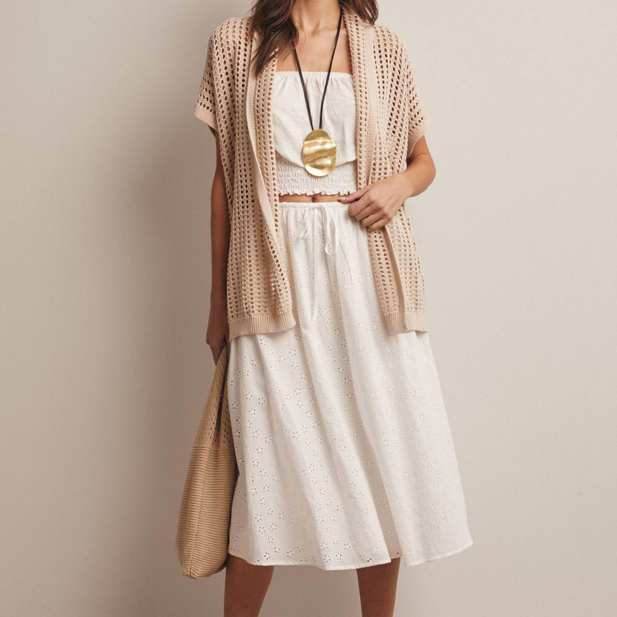 Open Knit Belted Cardigan