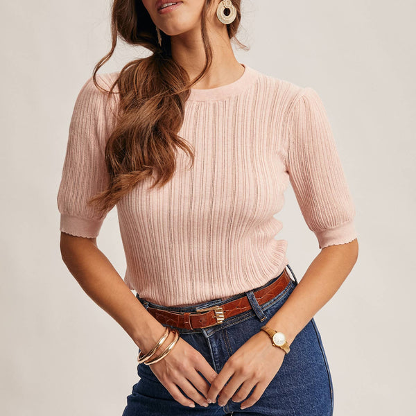 Tara Textured Knit Puff Sleeve Top