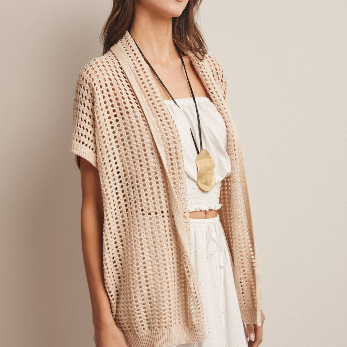 Open Knit Belted Cardigan