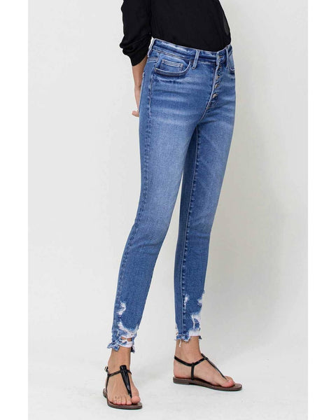 Haylie Exposed Button High Rise