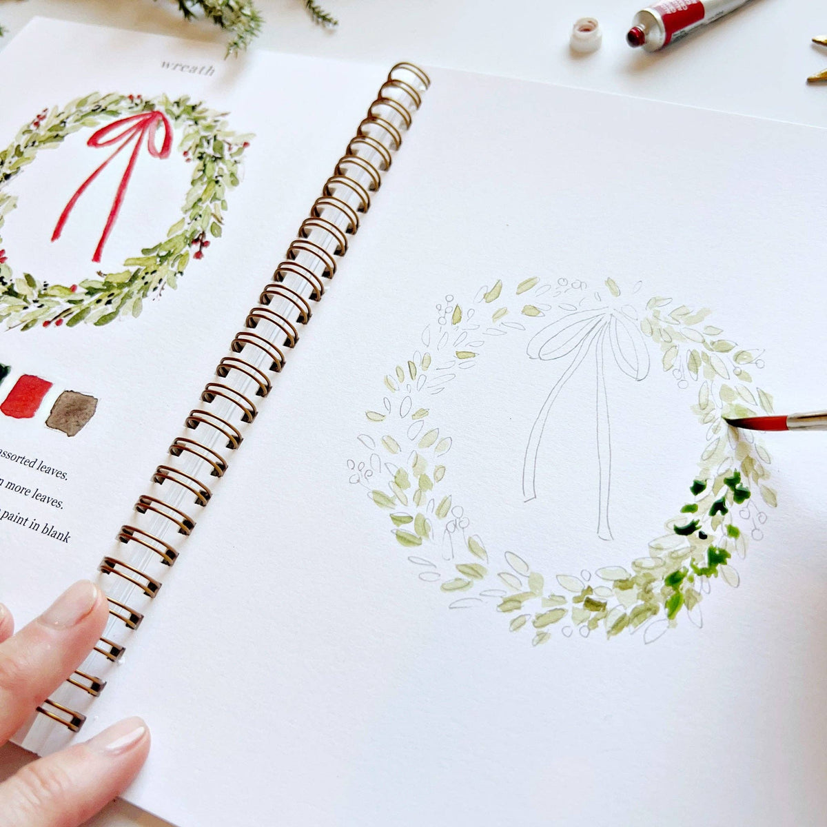 Christmas watercolor workbook by Emily Lex studio