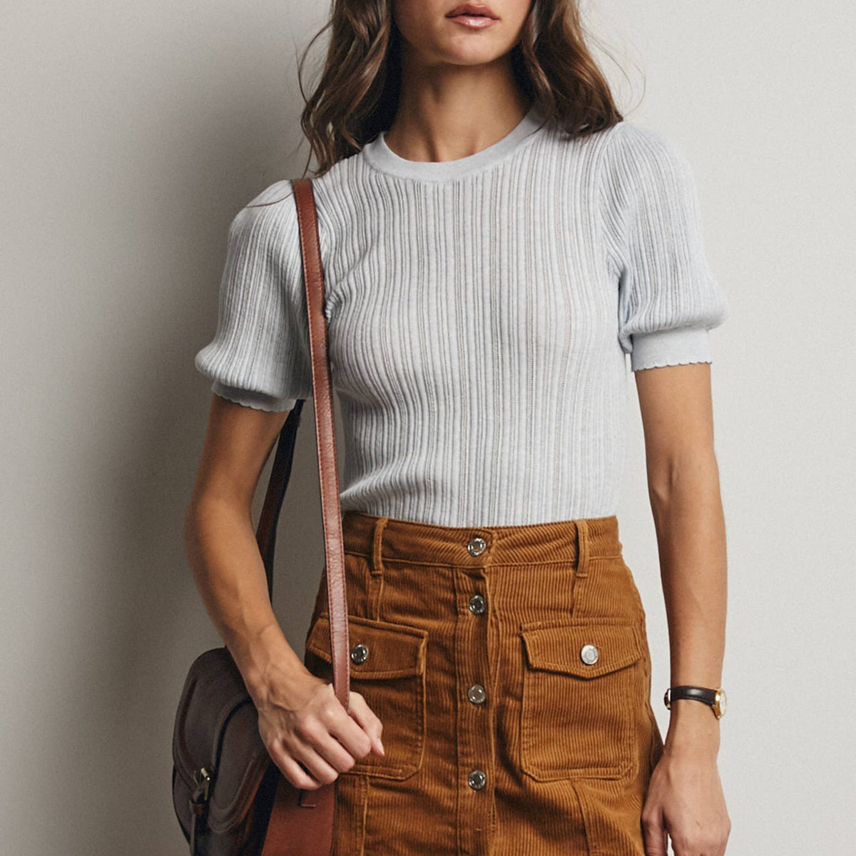 Tara Textured Knit Puff Sleeve Top