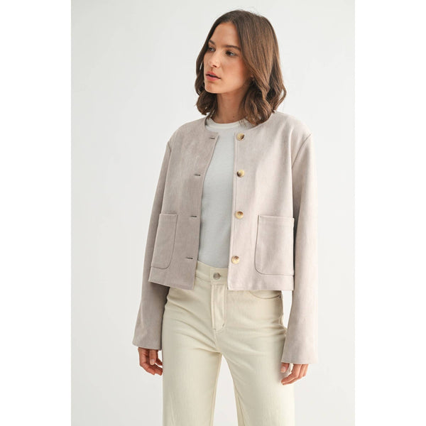 Suede Button Down Jacket