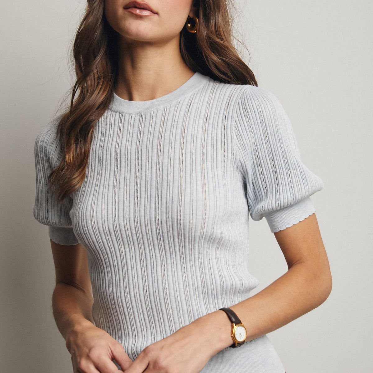 Tara Textured Knit Puff Sleeve Top