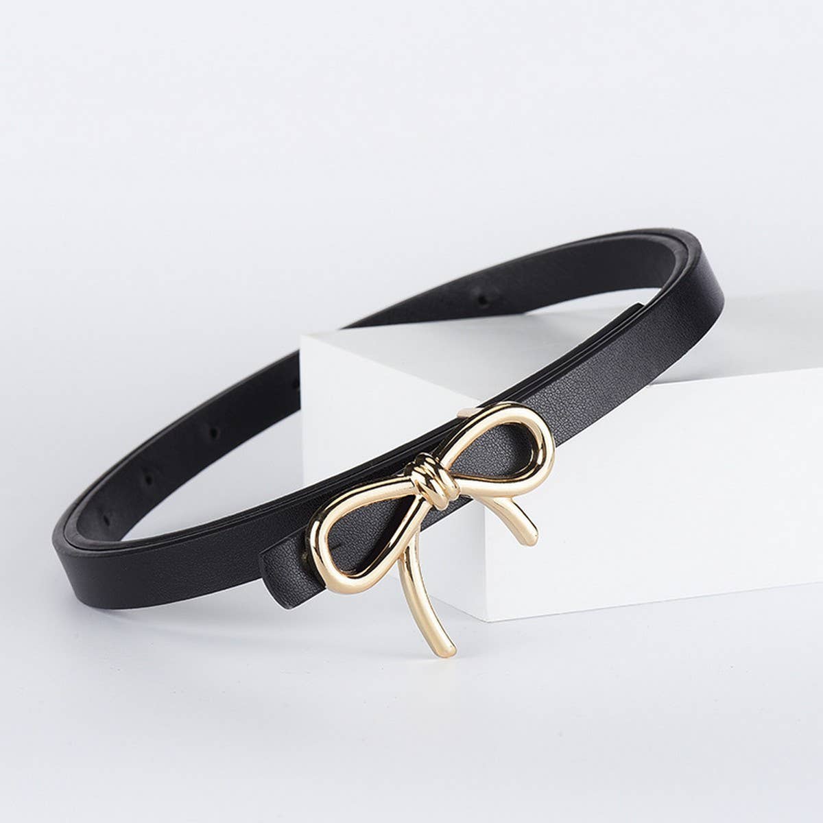Bowtie PU Leather Skinny Belt
