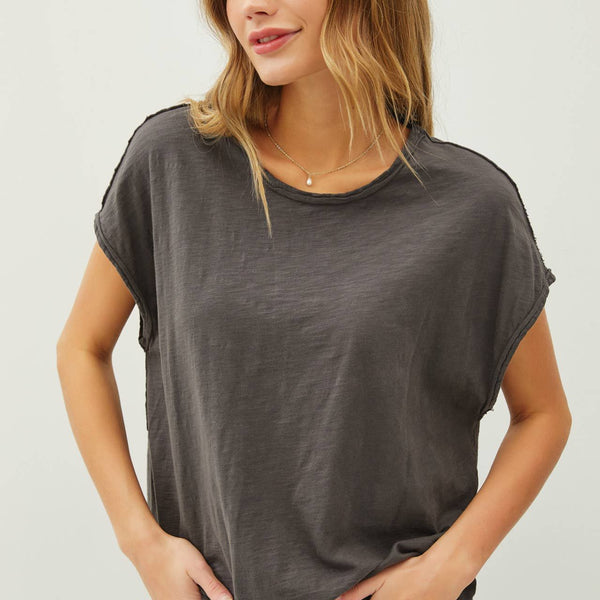 Exposed Seam Detail Boxy Muscle Top
