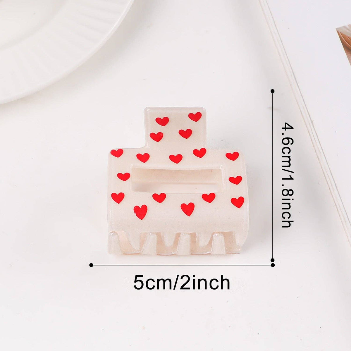 Valentine Heart Print Shark Hair Claw Clip for Women