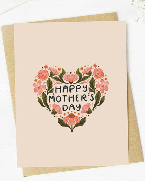 "Happy Mother's Day" Floral Heart Card