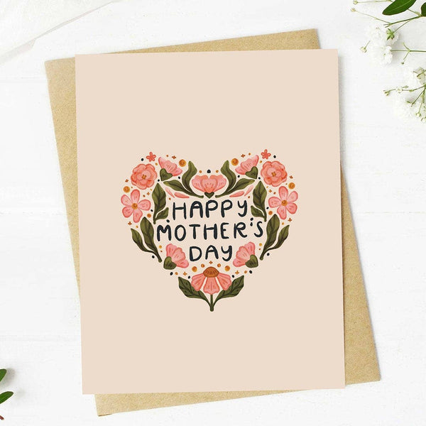 "Happy Mother's Day" Floral Heart Card