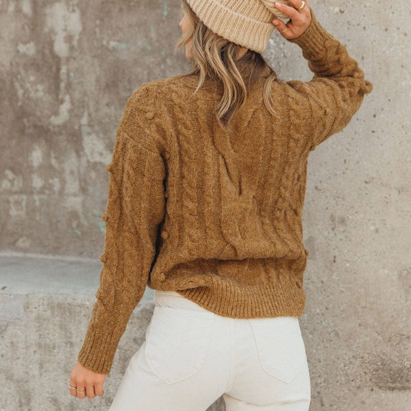 Cable Knit Mock Neck Cozy Sweater