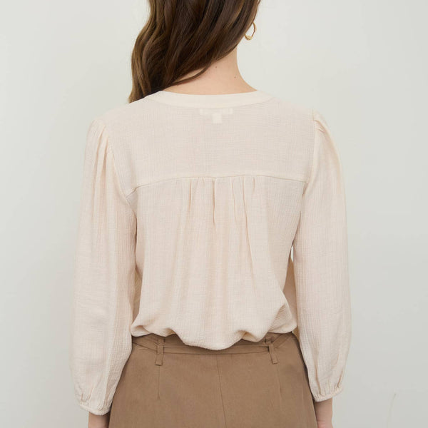 Front Tie Pleated Blouse