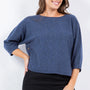 Rounded Hem Bat-Wing Knitted Top