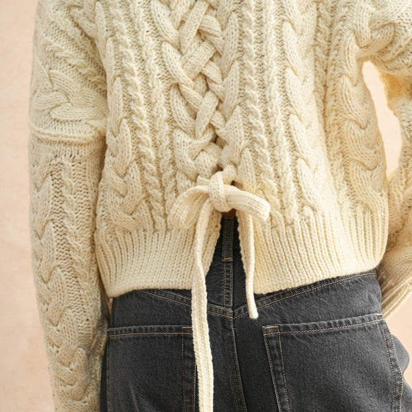 Braid On Back Cable Sweater