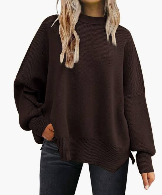 Crewneck Batwing Sleeve Chunky Sweater