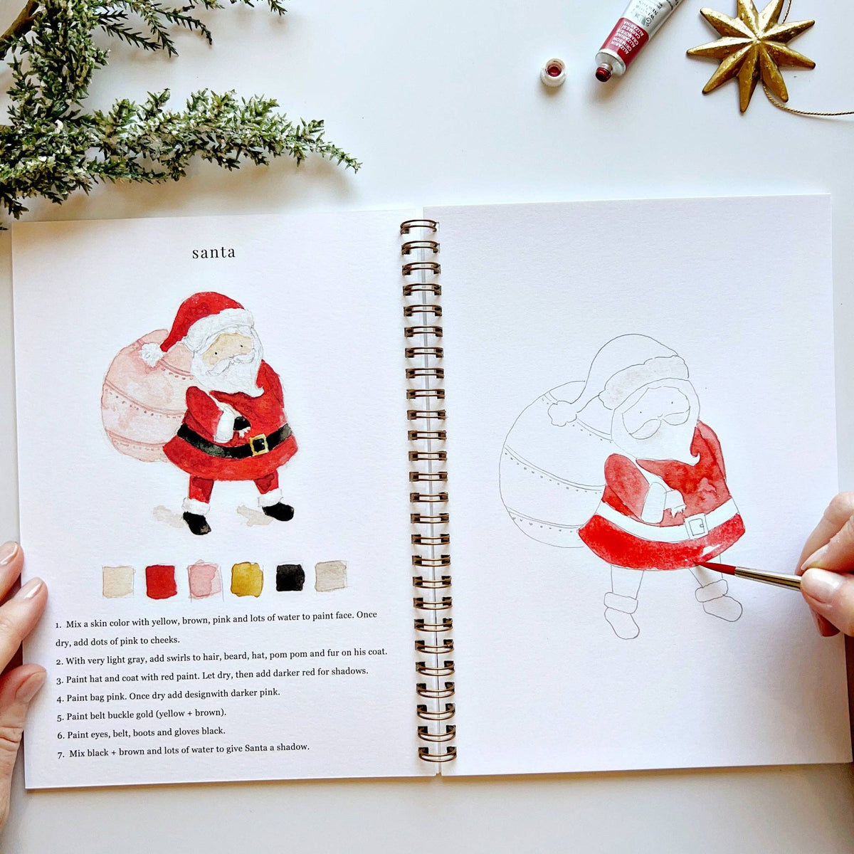 Christmas watercolor workbook by Emily Lex studio