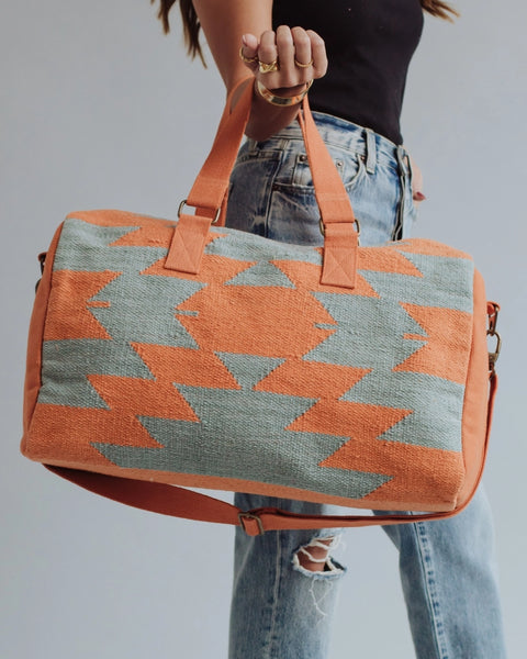 Slate & Orange Aztec Duffel
