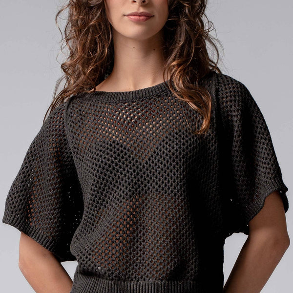 Urban Daizy - Relaxed Open-Knit Dolman Top