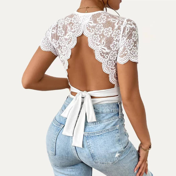 Tie-Back Short Sleeve Bodysuit