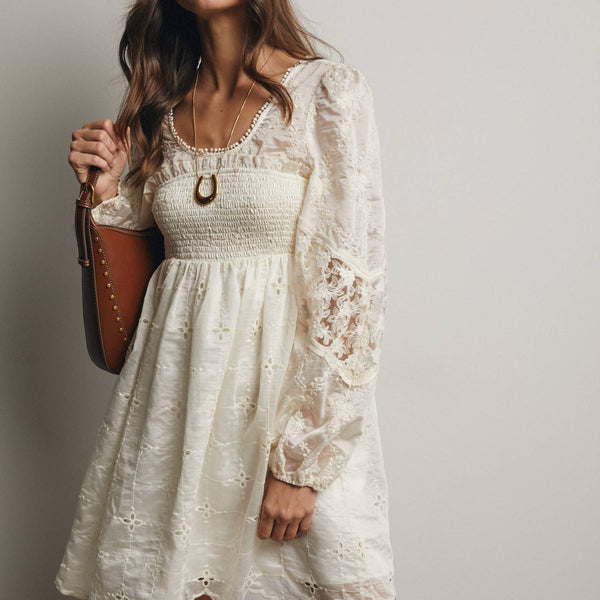 The Ada Embroidered Lace Mini Dress