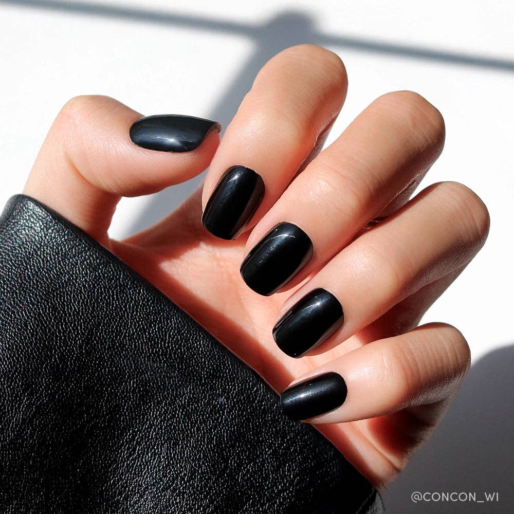 Glamnetic - Jet Black Press-On Nails | Short Squoval | Fall Halloween