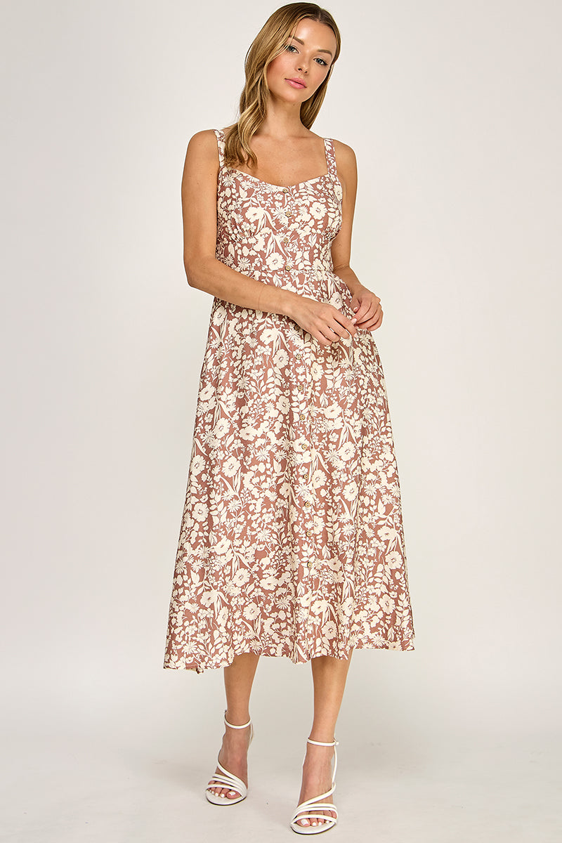 Floral Button Down Midi Dress