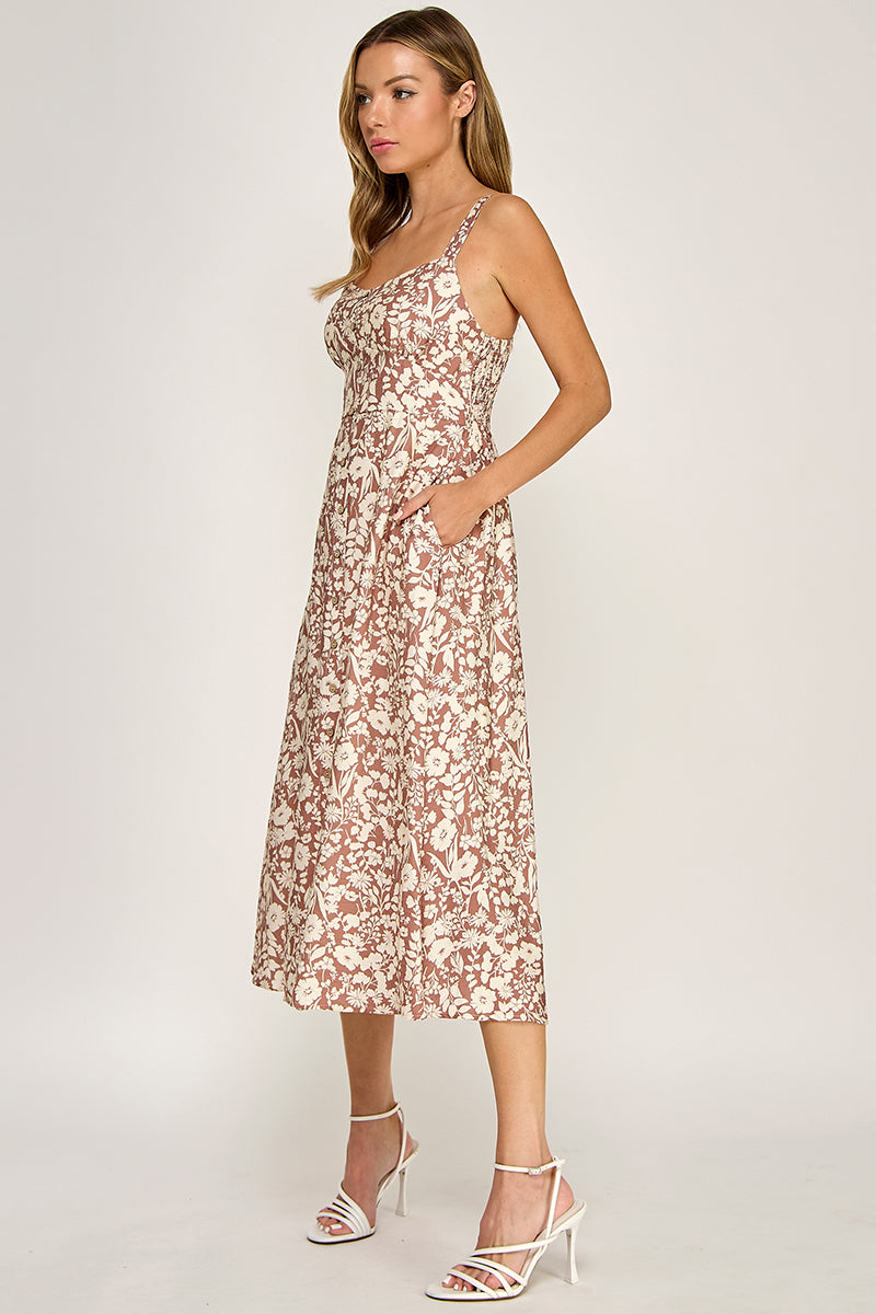 Floral Button Down Midi Dress