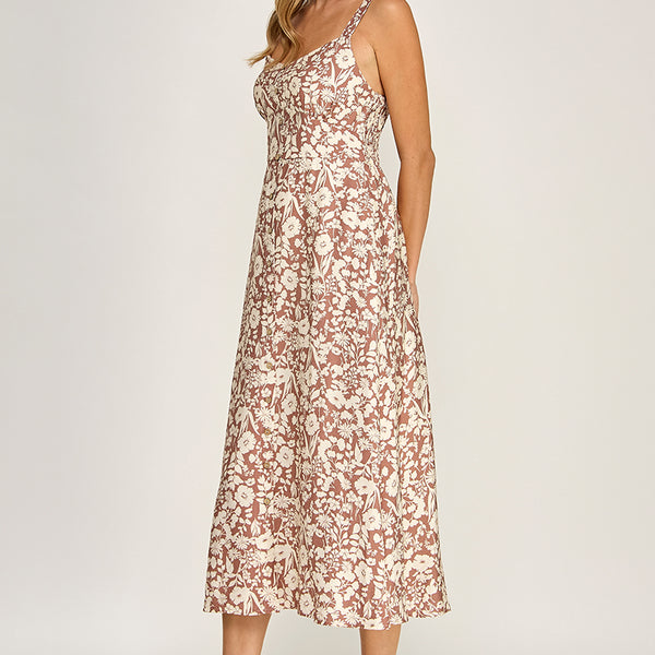Floral Button Down Midi Dress