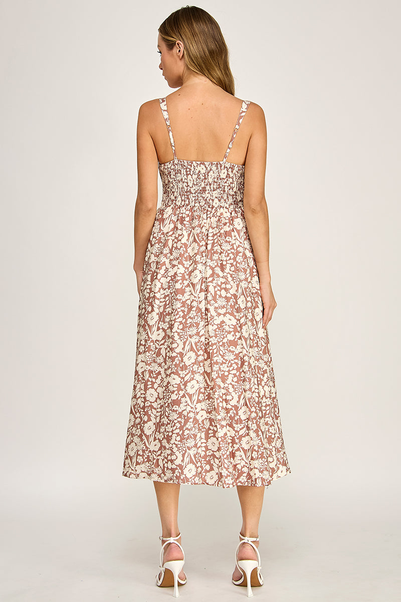 Floral Button Down Midi Dress
