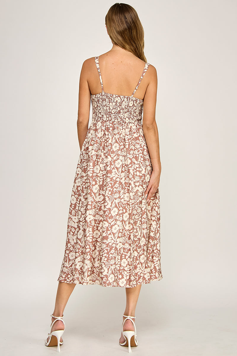 Floral Button Down Midi Dress