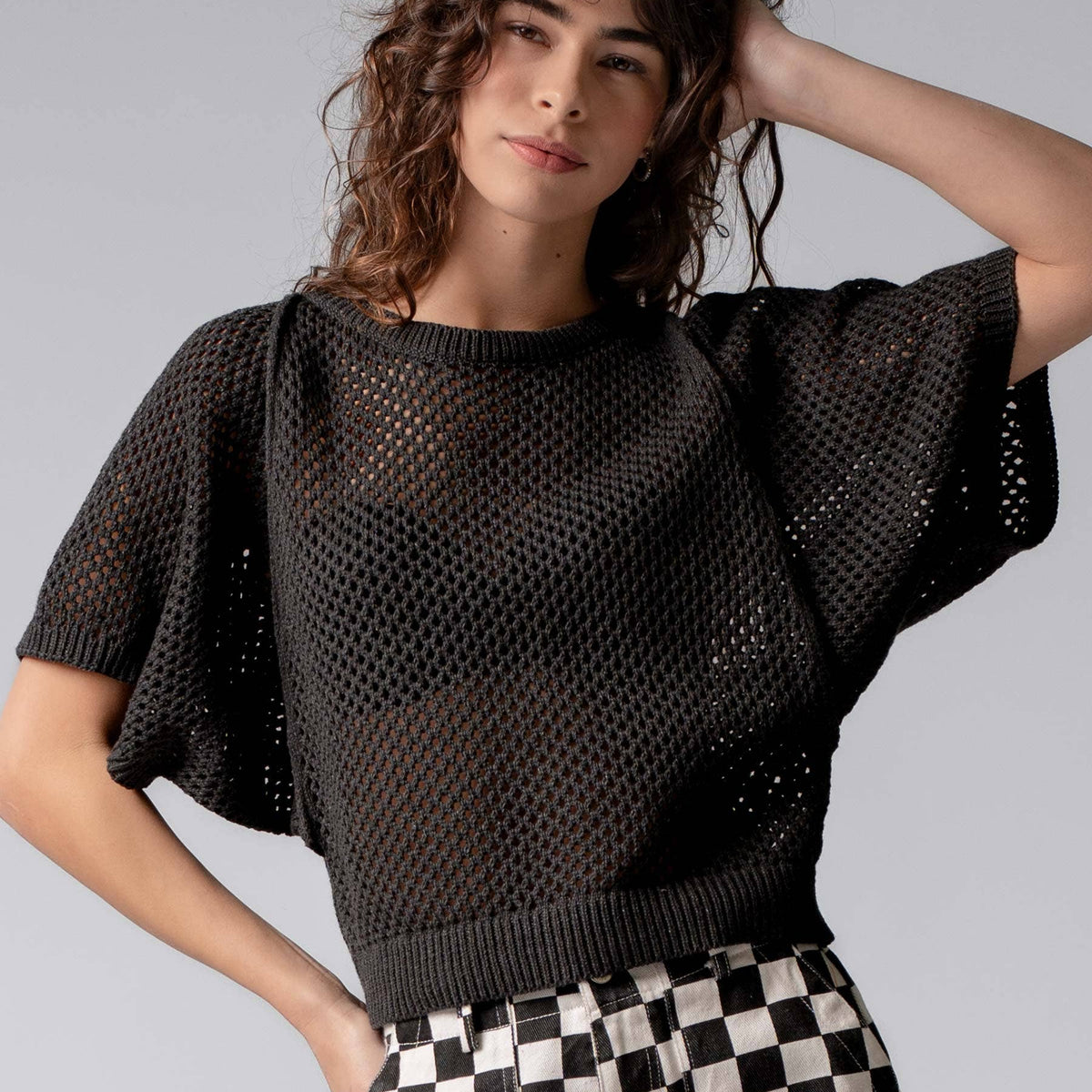 Urban Daizy - Relaxed Open-Knit Dolman Top