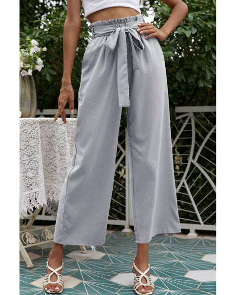 High Waist Plain Wide Leg Pants