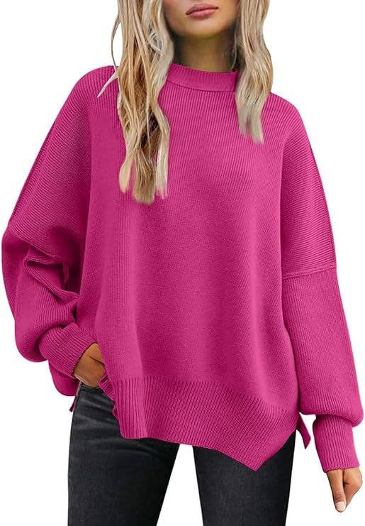Crewneck Batwing Sleeve Chunky Sweater