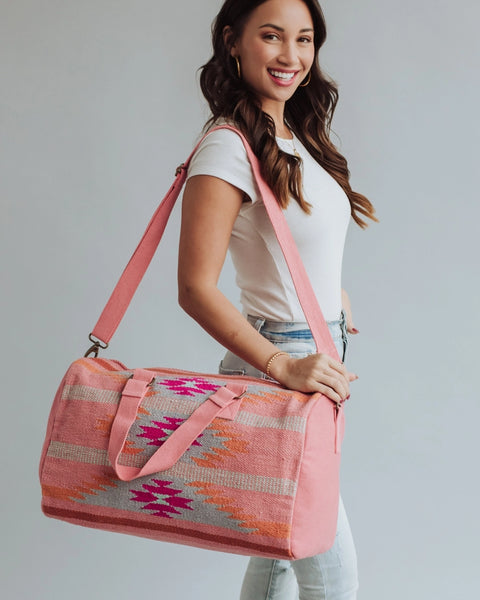 Orange, Bright Pink & Slate Aztec Duffel