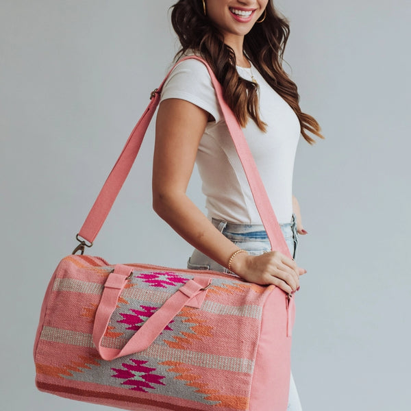 Orange, Bright Pink & Slate Aztec Duffel