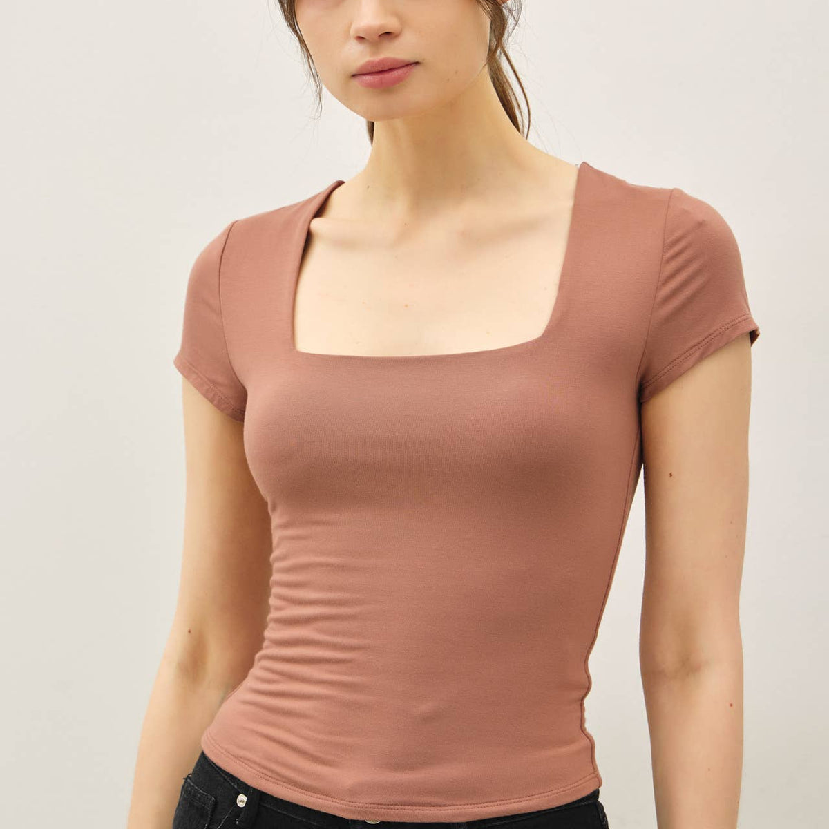 Square Neck Knit Tee