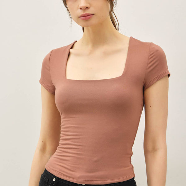 Square Neck Knit Tee