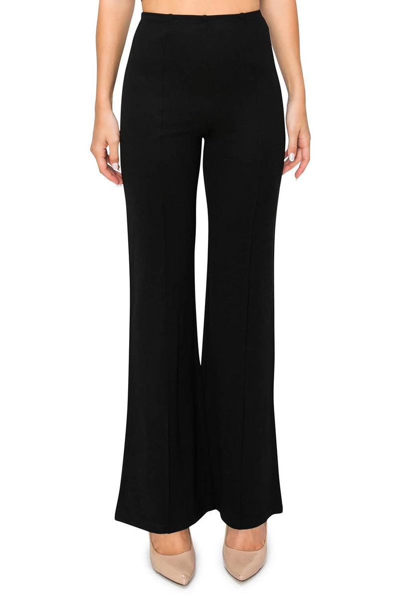 Slim Black Dress Pants with Front Seam