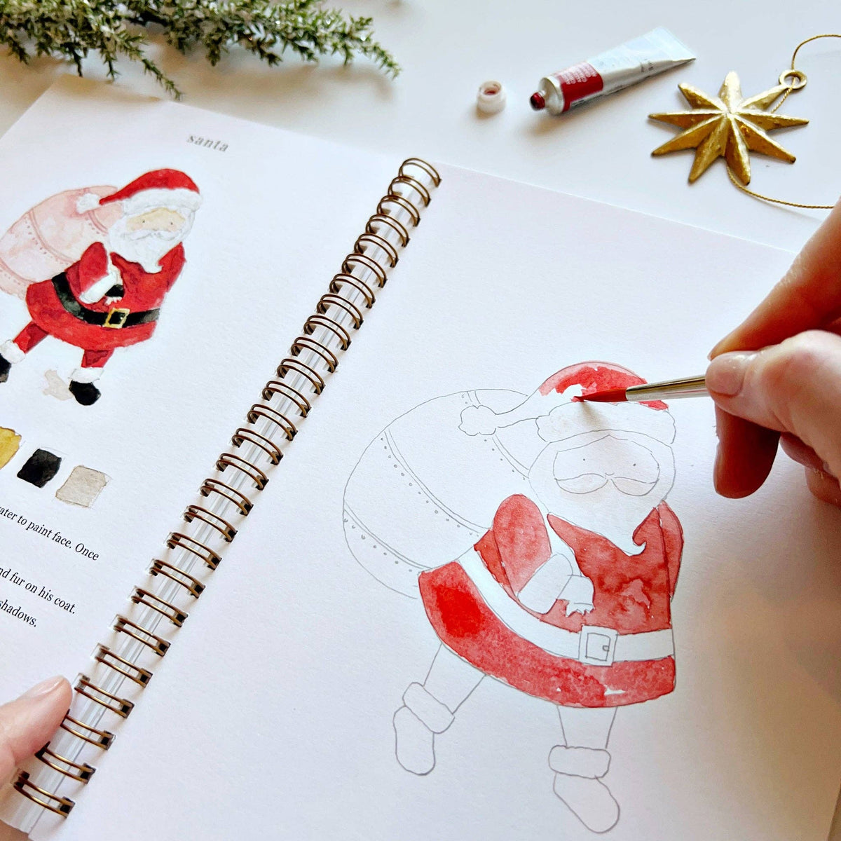 Christmas watercolor workbook by Emily Lex studio