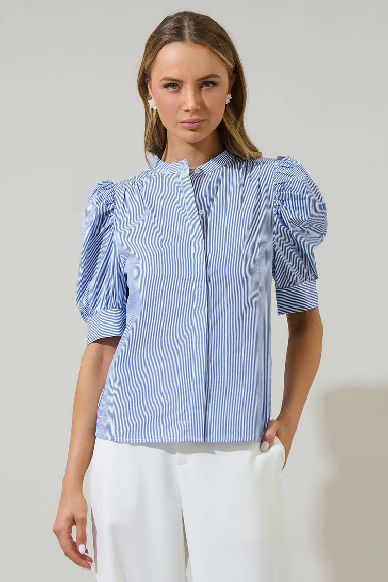 Cayra Stripe Klina Drape Sleeve Top