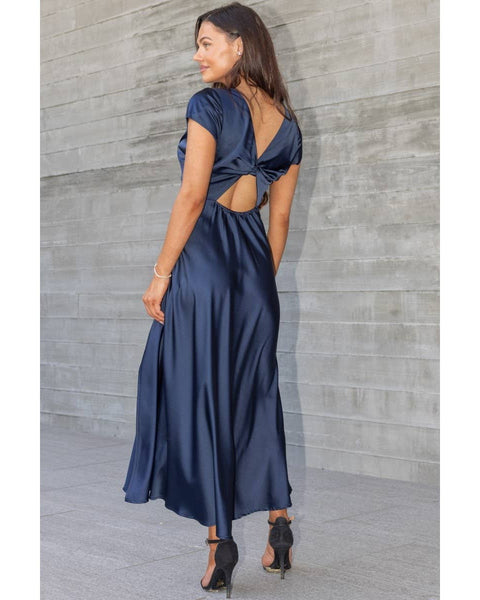 Cara Satin Twist Back Midi Dress