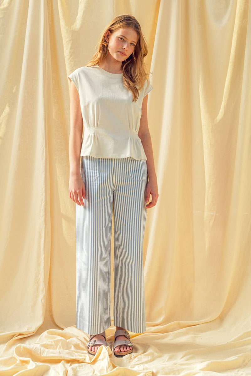 Round Neck Waist Detailed Top