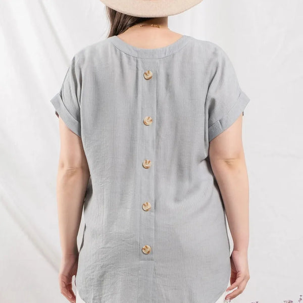 Cuffed Sleeves Woven Top