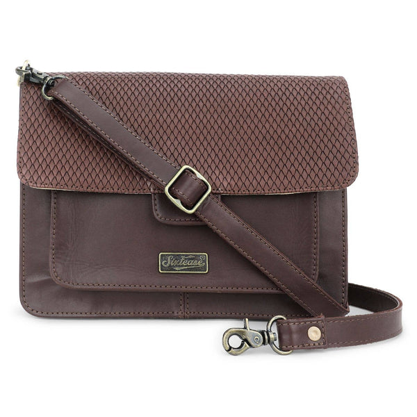 Leather Women's Crossbody - Bistre Brown Snake Texture